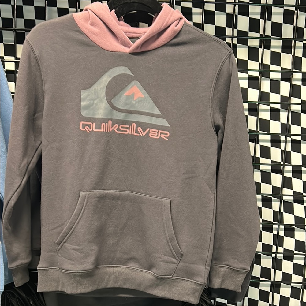 Quiksilver Gray and Pink Men's Sweater